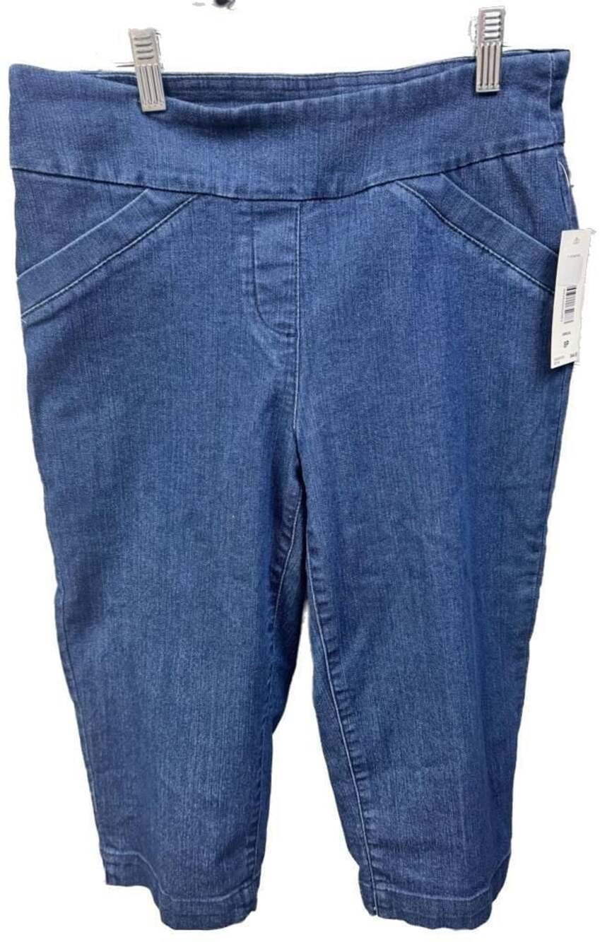 Alia Petite Pull-On Stretch Denim Capri Pants, Women's Size 8P